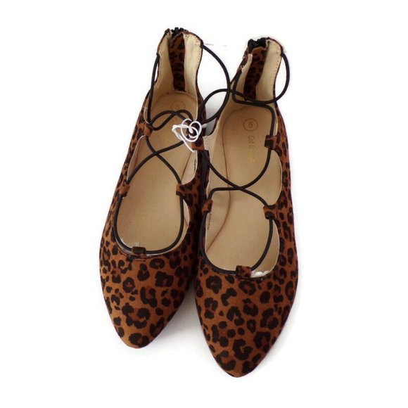 Girls Leopard Print Flats Size 5 WS2208 - Picture 2 of 7
